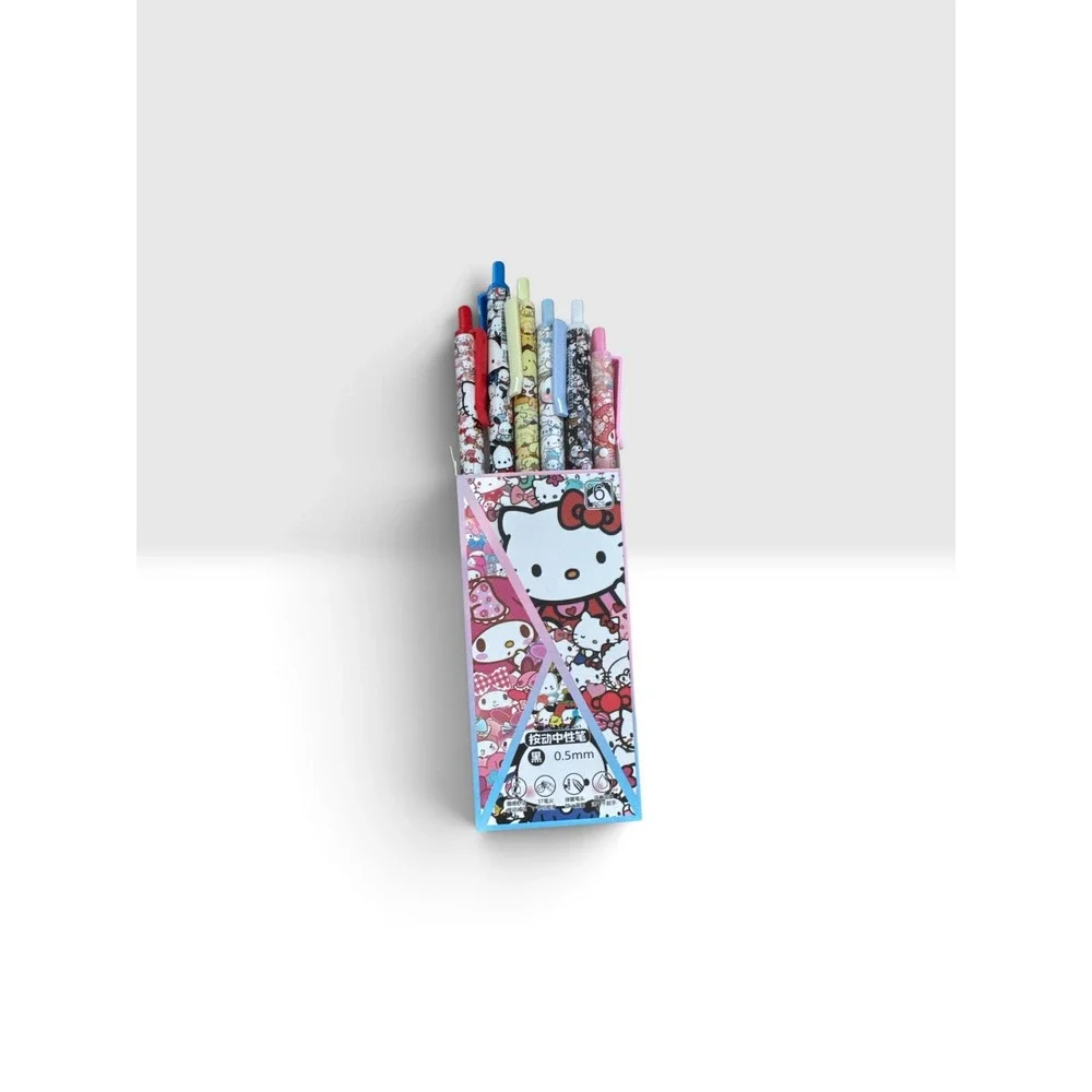 Sanrio Hello Kitty My Melody 6pc Retractable Gel Pen Set 0.5mm Black Ink New